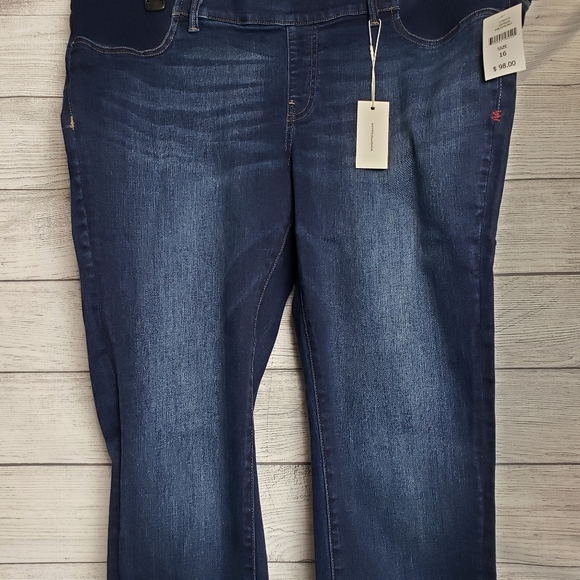 Warp + Weft JFK New York City Piedmont Dark Wash Maternity Denim Jeans Womens 16 - Picture 2 of 16